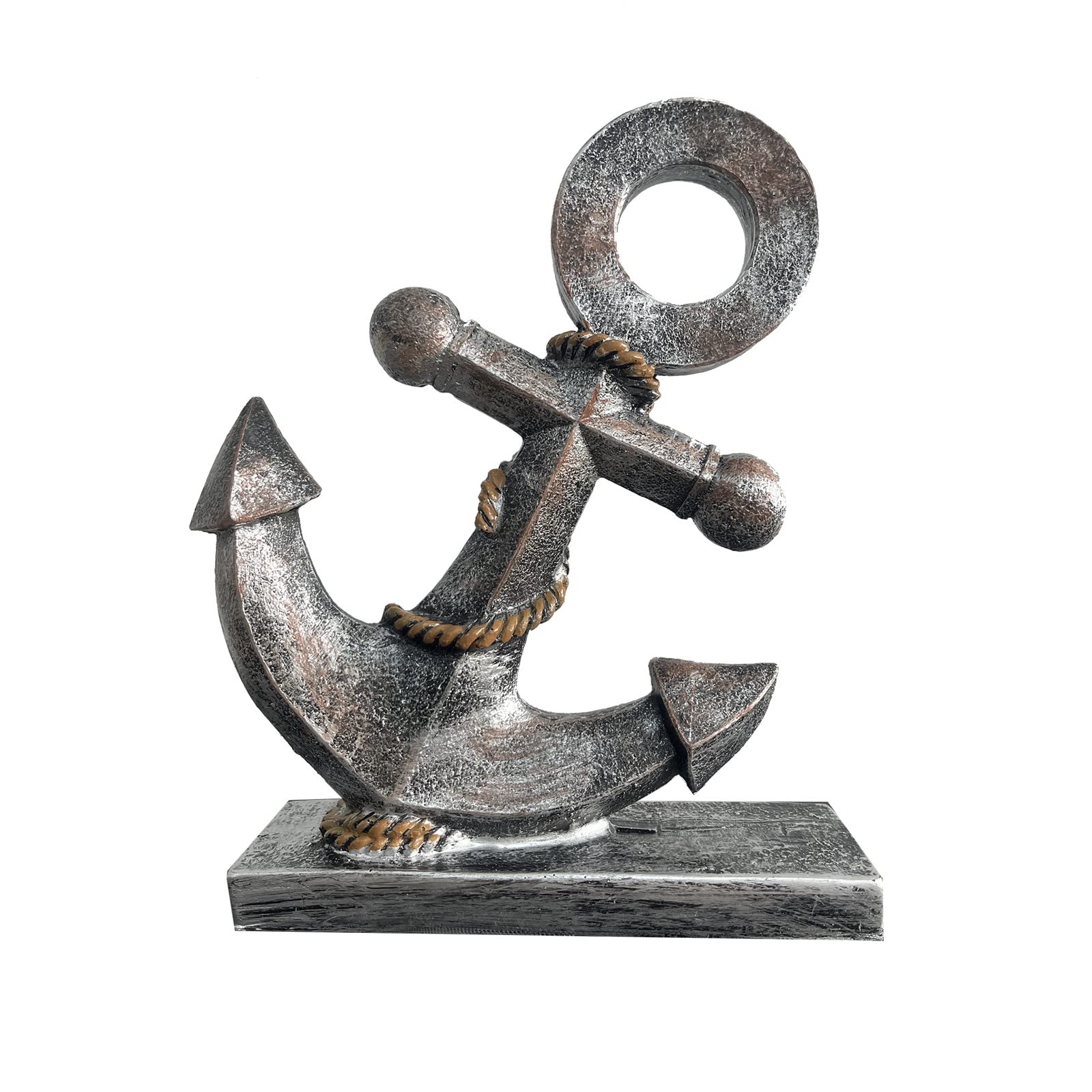 Anchor Sculpture Coastal Decor Nautical Boat Statue Art Ship Theme Retro Style Home Office Desktop Shelf Decoration Crafts Resin Ornament (Golden)