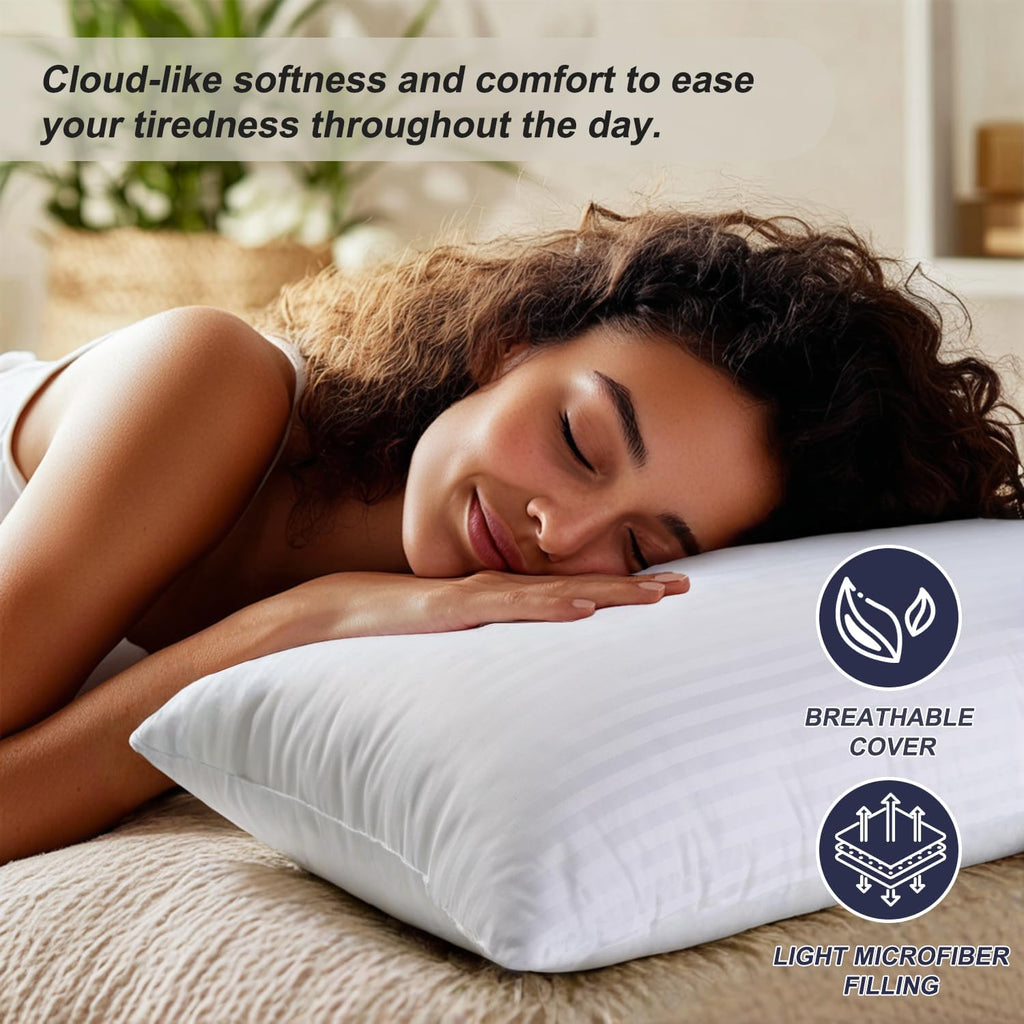 Favocama Pillows Standard Size Set of 4 Hotel Collection Bed Pillow for Sleeping Pillows 4 Pack for Back, Stomach or Side Sleepers Soft and Supportive Washable Pillows for Bedroom