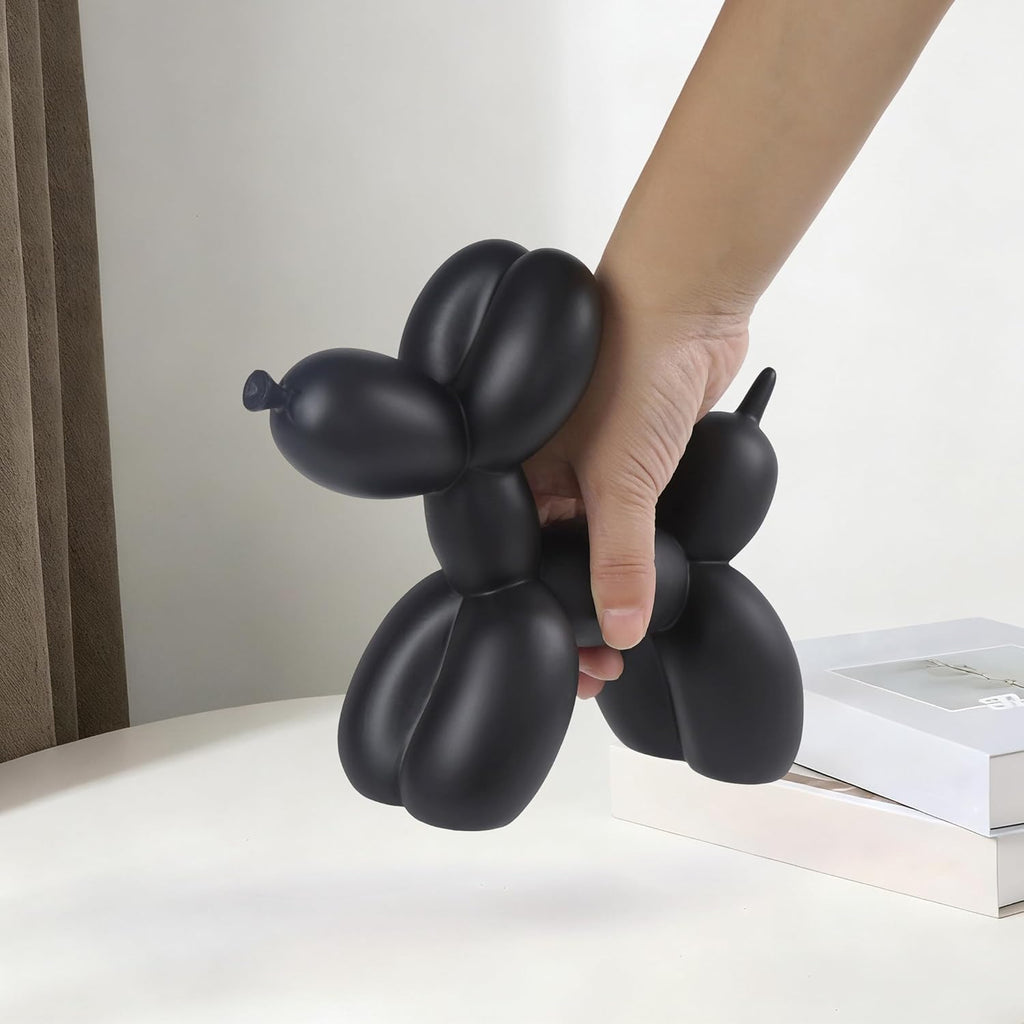 Notakia Creative Black Balloon Dog Decor Statue Crafts Living Room Decor Desktop Decorations,Handmade Modern Small Shelf Animal Statue Ornament Home Decor (Big Pure Black)