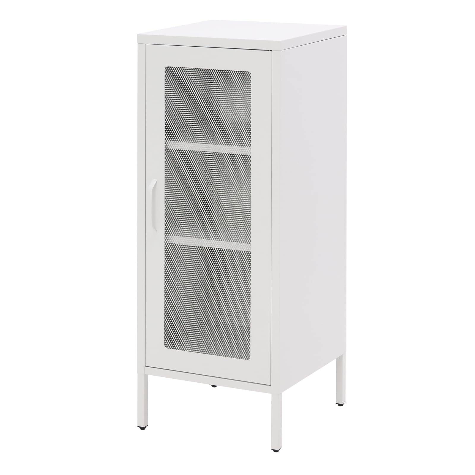 ALBAD Compact Metal Nightstand with Lockable Cabinet and Open Shelf, Modern Bedside Table, Versatile Side Table for Bedroom, Living Room, or Office (Black, 26" H-Lockable Door)