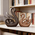 Ceramic Statue,Family Figurines,Creative Ceramic Decorative,Crafts Ornaments Home Decor,Memorial Gift for Parents,Suitable for Shelf,Bookself (Nordic swan)