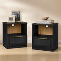 ModernMate Set of 2 Nightstands, 18.5" Modular Bedside Tables with Soft-Close Drawer and Open Shelf, Modern Accent End Side Tables for Living Room, Bedroom, Black