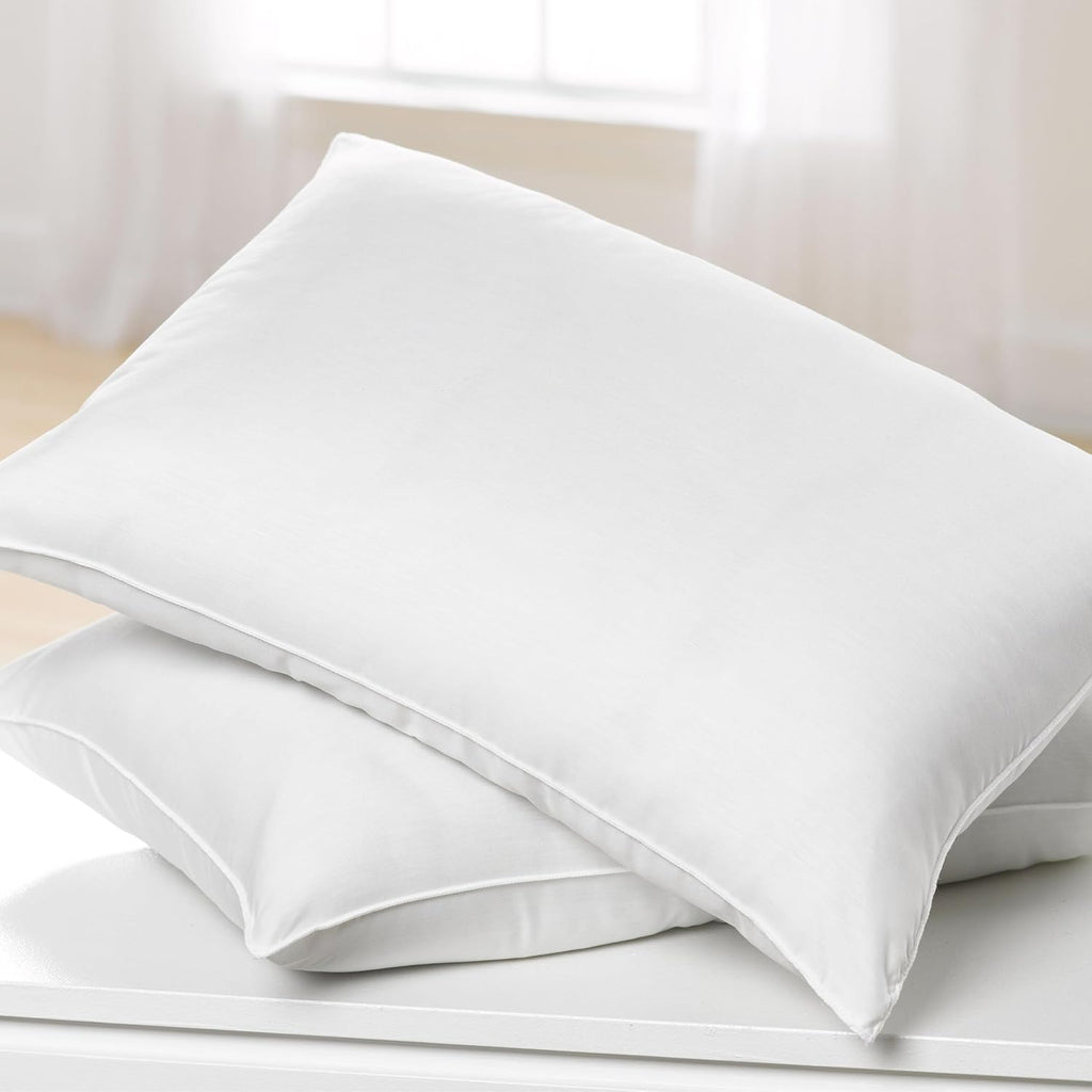 White Standard Bed Pillow Insert - Premium Polyester Cotton Blend - Down Alternative Fill - Pillows 2 Pack for Side,Back or Stomach Sleepers - Soft & Cozy Standard Pillow (Standard,White)