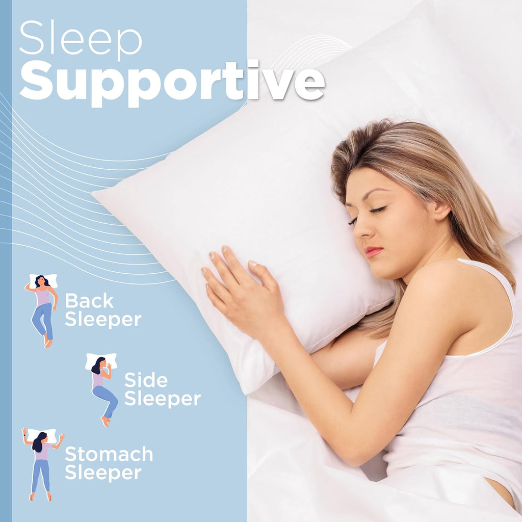 White Standard Bed Pillow Insert - Premium Polyester Cotton Blend - Down Alternative Fill - Pillows 2 Pack for Side,Back or Stomach Sleepers - Soft & Cozy Standard Pillow (Standard,White)