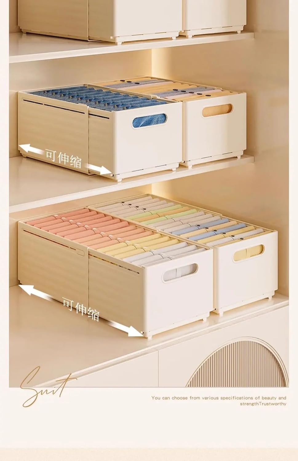 White XL Adjustable Storage Box, Multipurpose Organizer for Closet & Cabinet, 1PC