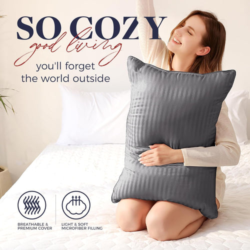 2 Pack 20x26" Grey Luxury Hotel Pillows, Soft Down Alternative Sleeping Pillows