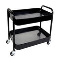 2 Tier Under Desk Storage Cart with Wheels Heavy Duty Metal Short Rolling Pantry Storage Cart for Small Space, Utility Trolley for Kitchen Bathroom Laundry Cute Snack Craft Organizer, White