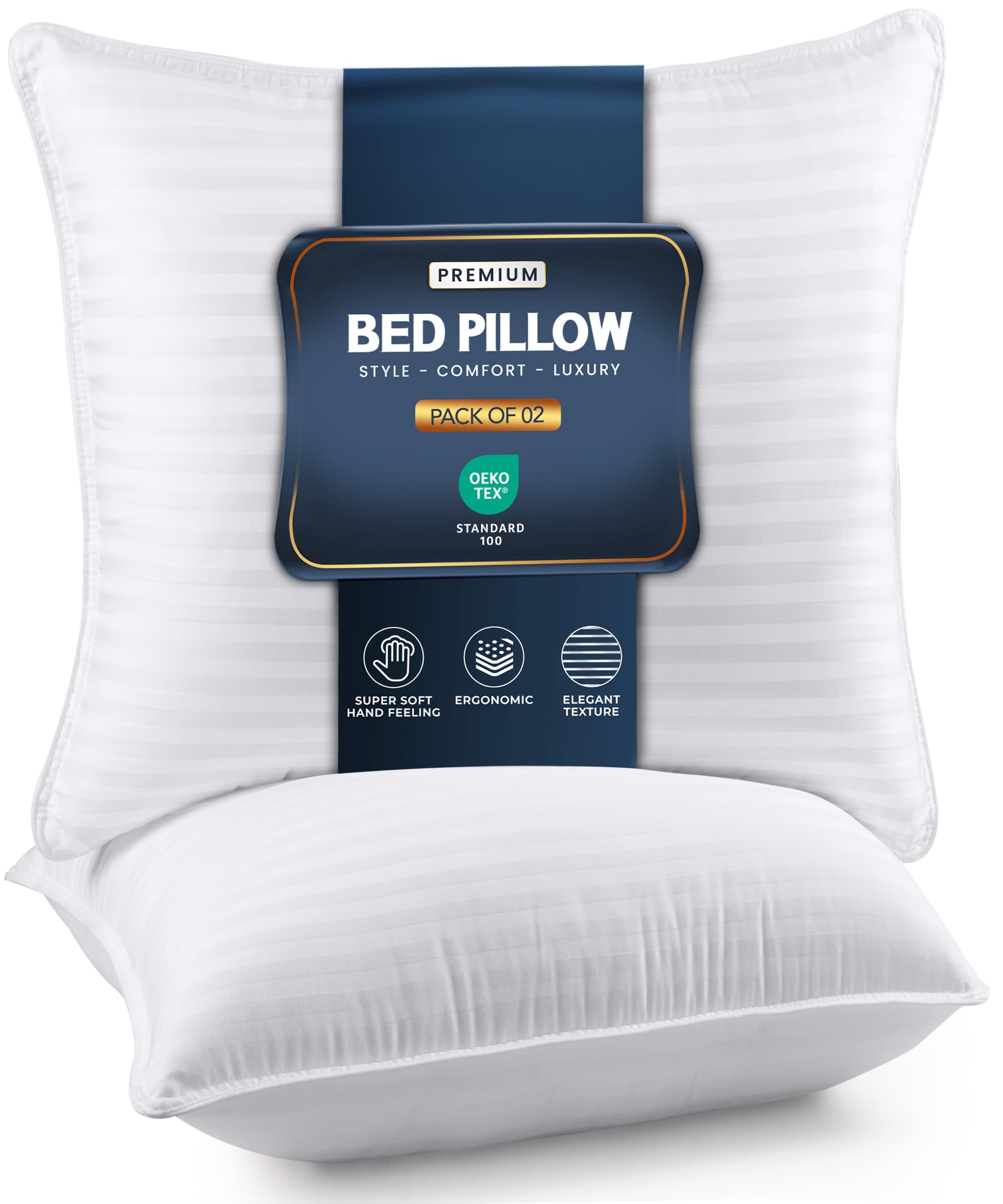Utopia Bedding Bed Pillows for Sleeping Standard Size (White), Set of 2, Down Alternative Pillow for Sleeping, Cooling Hotel Quality Pillow Set for Back, Stomach or Side Sleepers