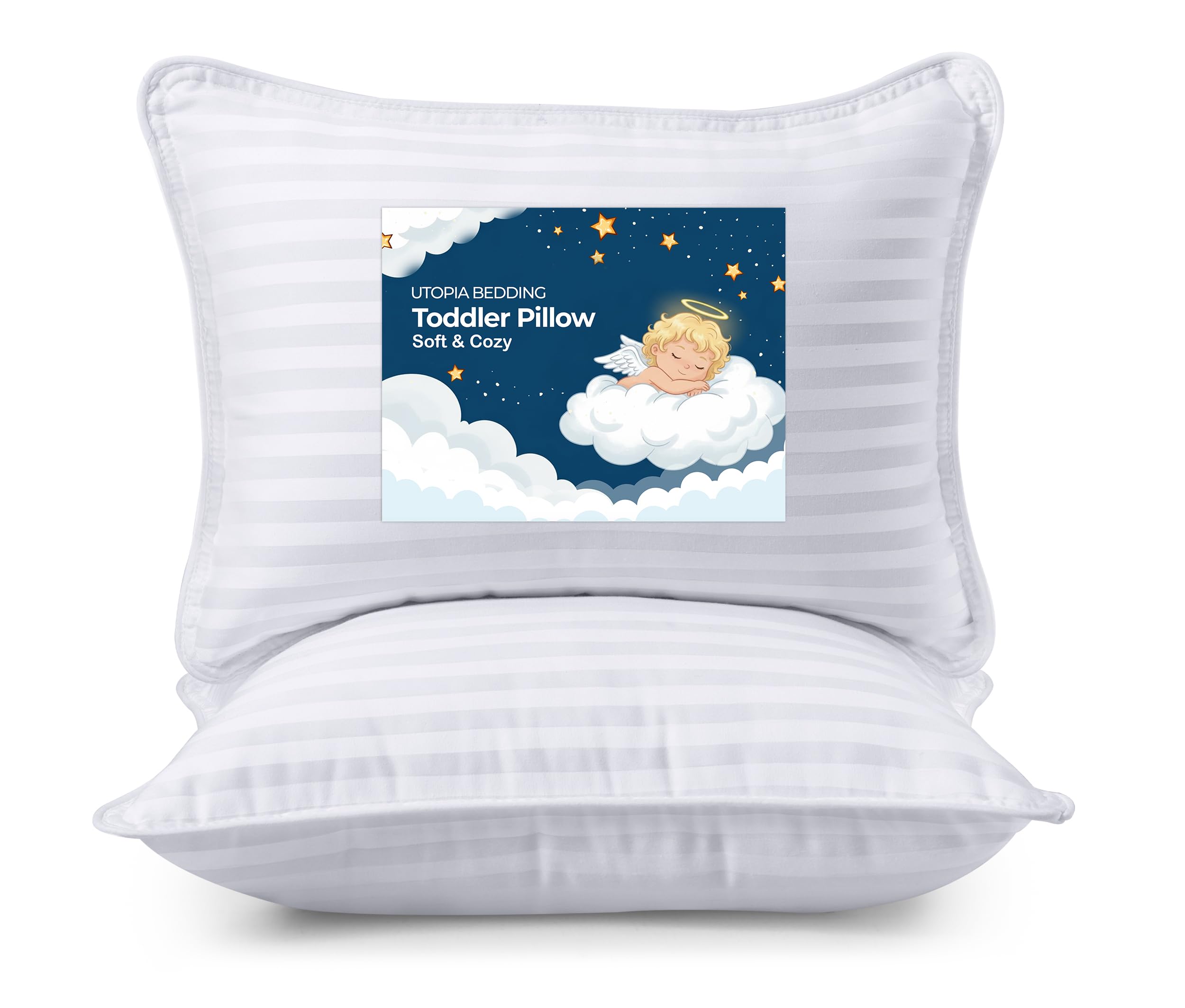 Utopia Bedding Youth Pillow (White, 2 Pack), 16x22 Kids Pillow for Sleeping, Soft and Breathable Cotton Blend Shell, Polyester Filling, Perfect for Kids Bed and Travel (Intended for Age 5 and up)