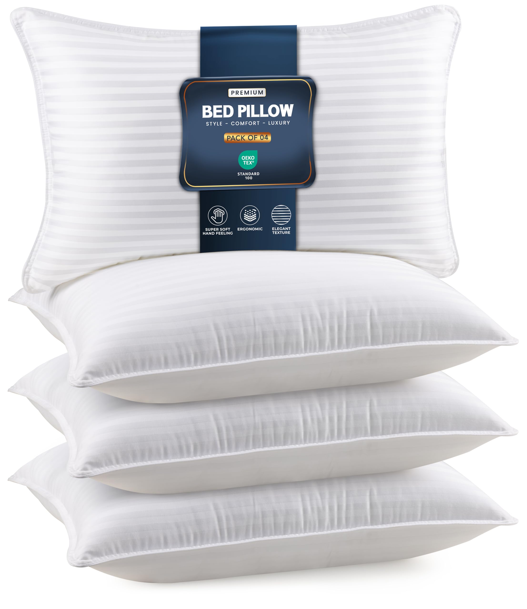 Utopia Bedding Bed Pillows for Sleeping Standard Size (White), Set of 2, Down Alternative Pillow for Sleeping, Cooling Hotel Quality Pillow Set for Back, Stomach or Side Sleepers