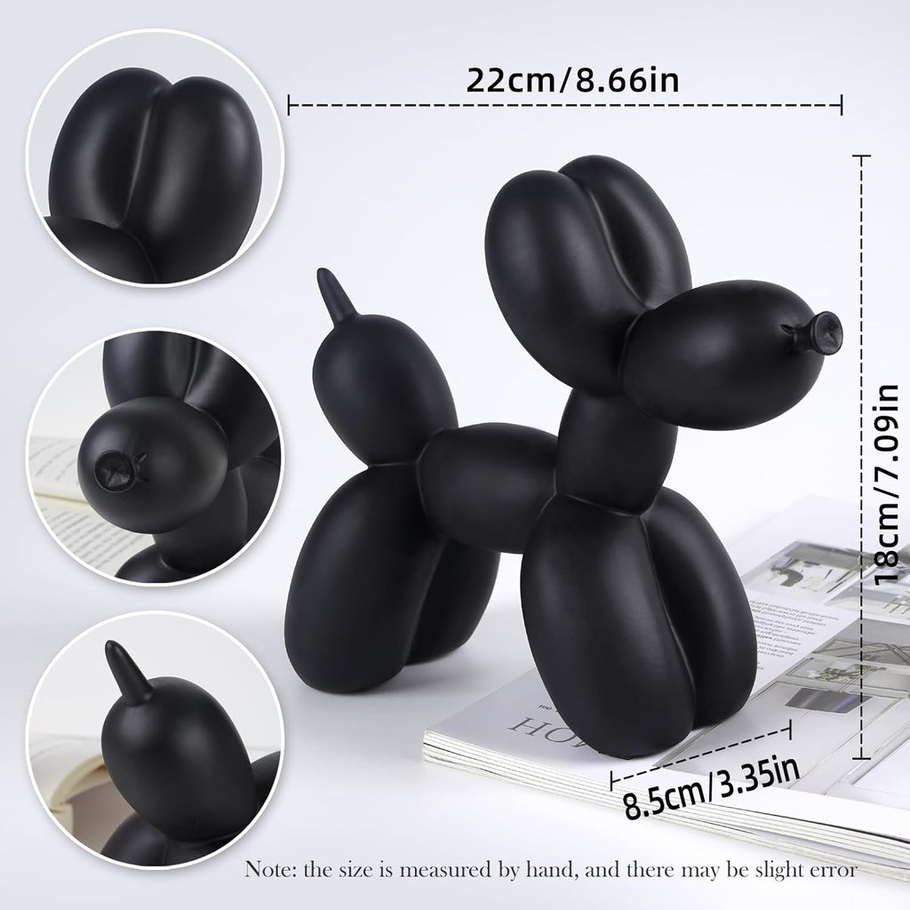 Notakia Creative Black Balloon Dog Decor Statue Crafts Living Room Decor Desktop Decorations,Handmade Modern Small Shelf Animal Statue Ornament Home Decor (Big Pure Black)