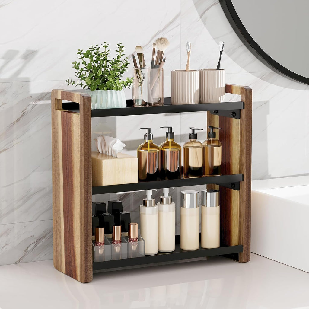 Bathroom Counter Organizer,Bathroom Counter Shelf,Bathroom Organizers,Under Sink Organizer,Cologne Organizer For Men,Cologne Cabinet,Father Day Gift for Dad(Acacia 3 Tier)