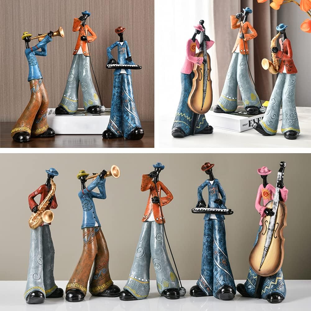 WAYUTO Home Decor Statues Abstract Character Band Ornaments Vintage Sculpture Creative Resin Figurines Desktop Crafts Art Decor Statuettes for Living Room Wine Cabinet Bookcase 5PCS