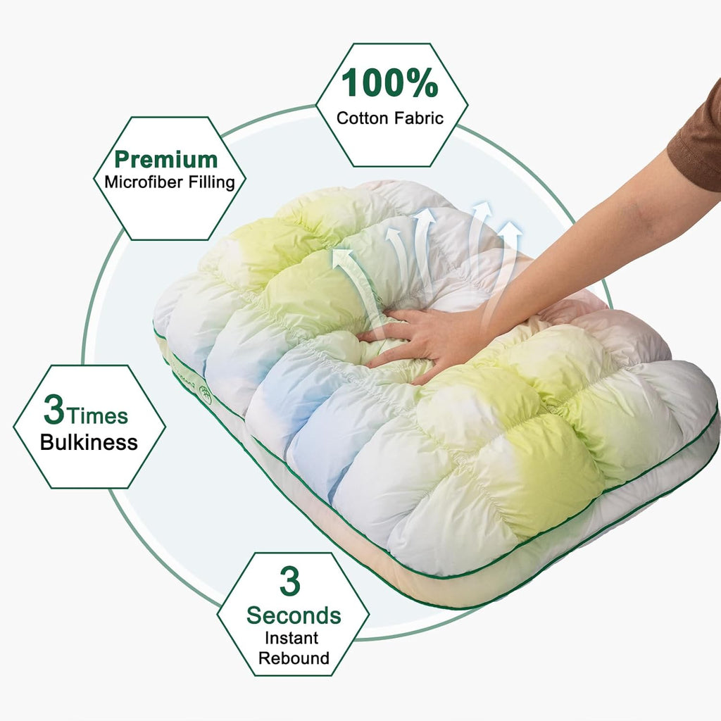 YOUR MOON Fluffy Support Bed Pillow Standard Size, Luxury Hotel Quality Bed Pillows for Side Sleeper, Super Soft Premium Down Alternative Filling Pillow for Sleeping (Rainbow)