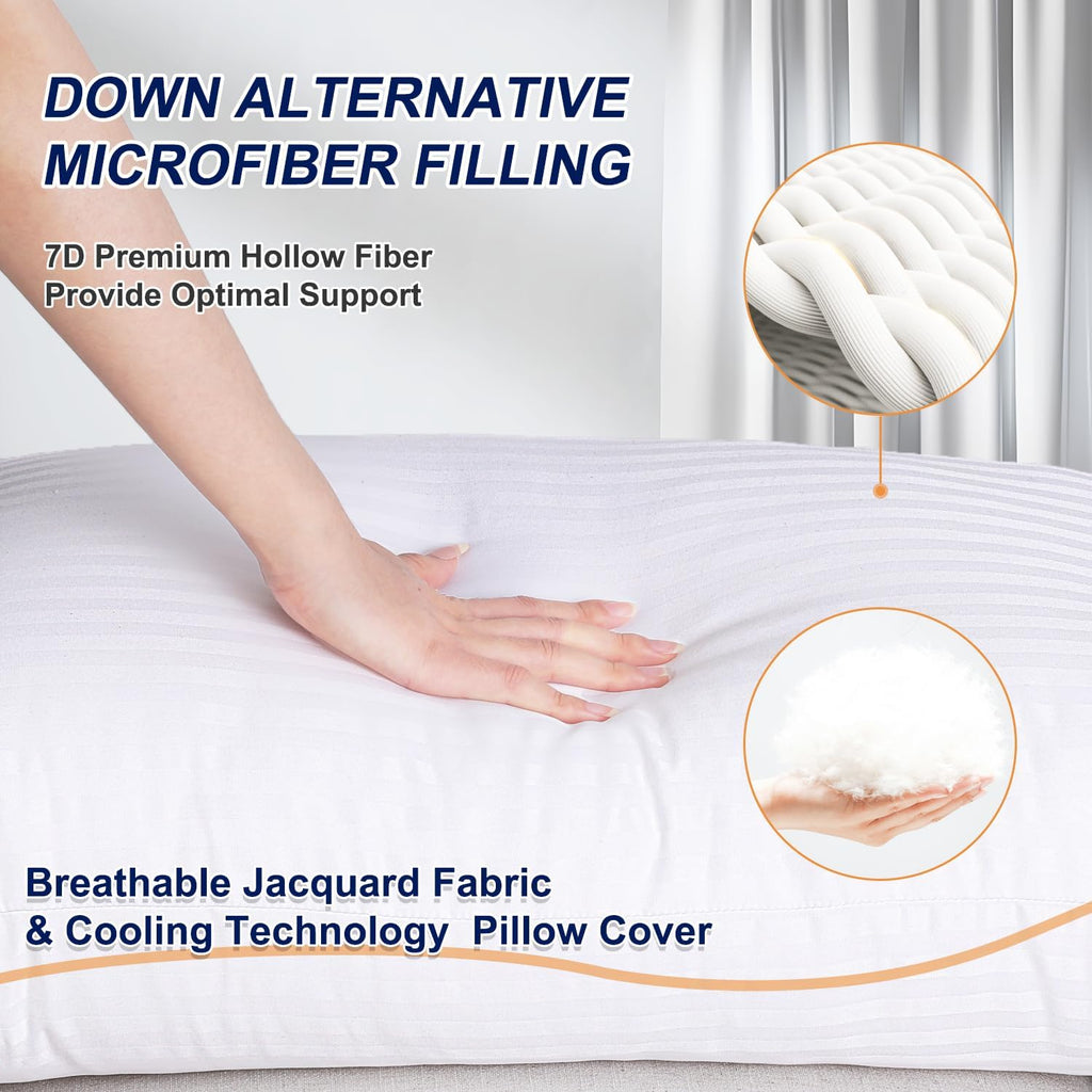 Favocama Pillows Standard Size Set of 4 Hotel Collection Bed Pillow for Sleeping Pillows 4 Pack for Back, Stomach or Side Sleepers Soft and Supportive Washable Pillows for Bedroom