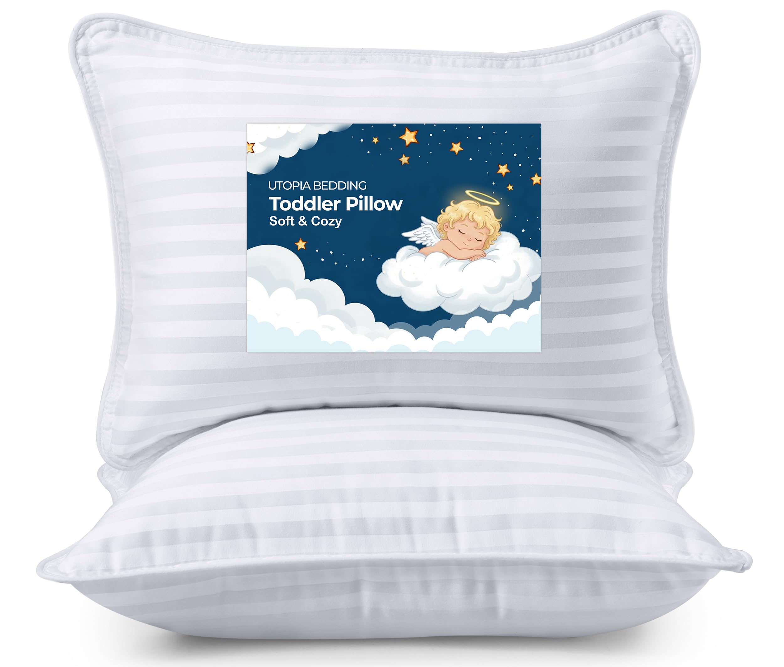 Utopia Bedding Youth Pillow (White, 2 Pack), 16x22 Kids Pillow for Sleeping, Soft and Breathable Cotton Blend Shell, Polyester Filling, Perfect for Kids Bed and Travel (Intended for Age 5 and up)