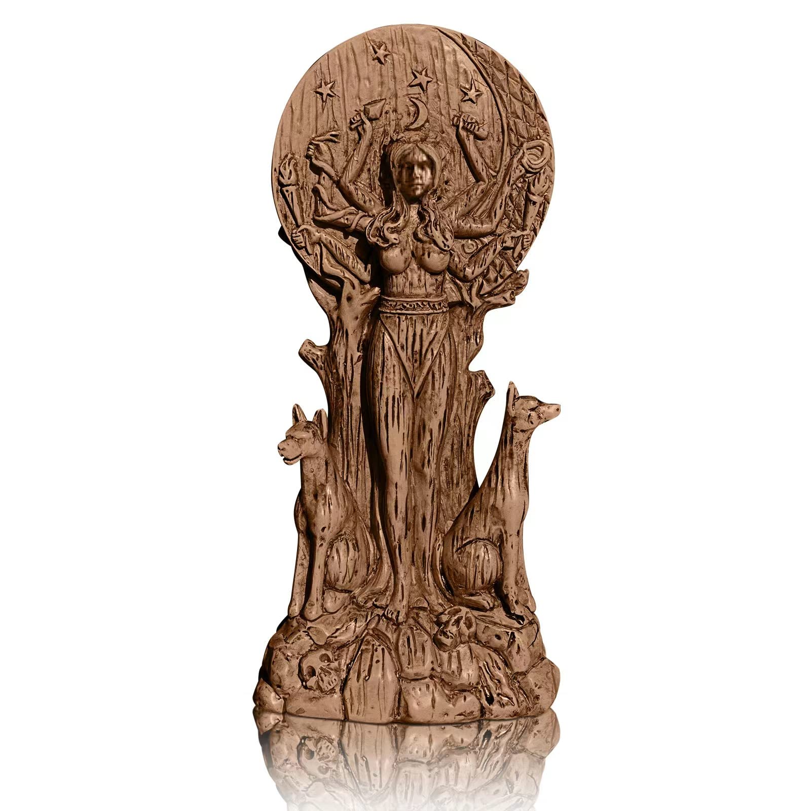 Goddess of Magic Hecate Goddess Statue, Western Goddess Statue, Magic and Witchcraft Goddess Altar Craft Creative Desktop Ornament. (Gold)