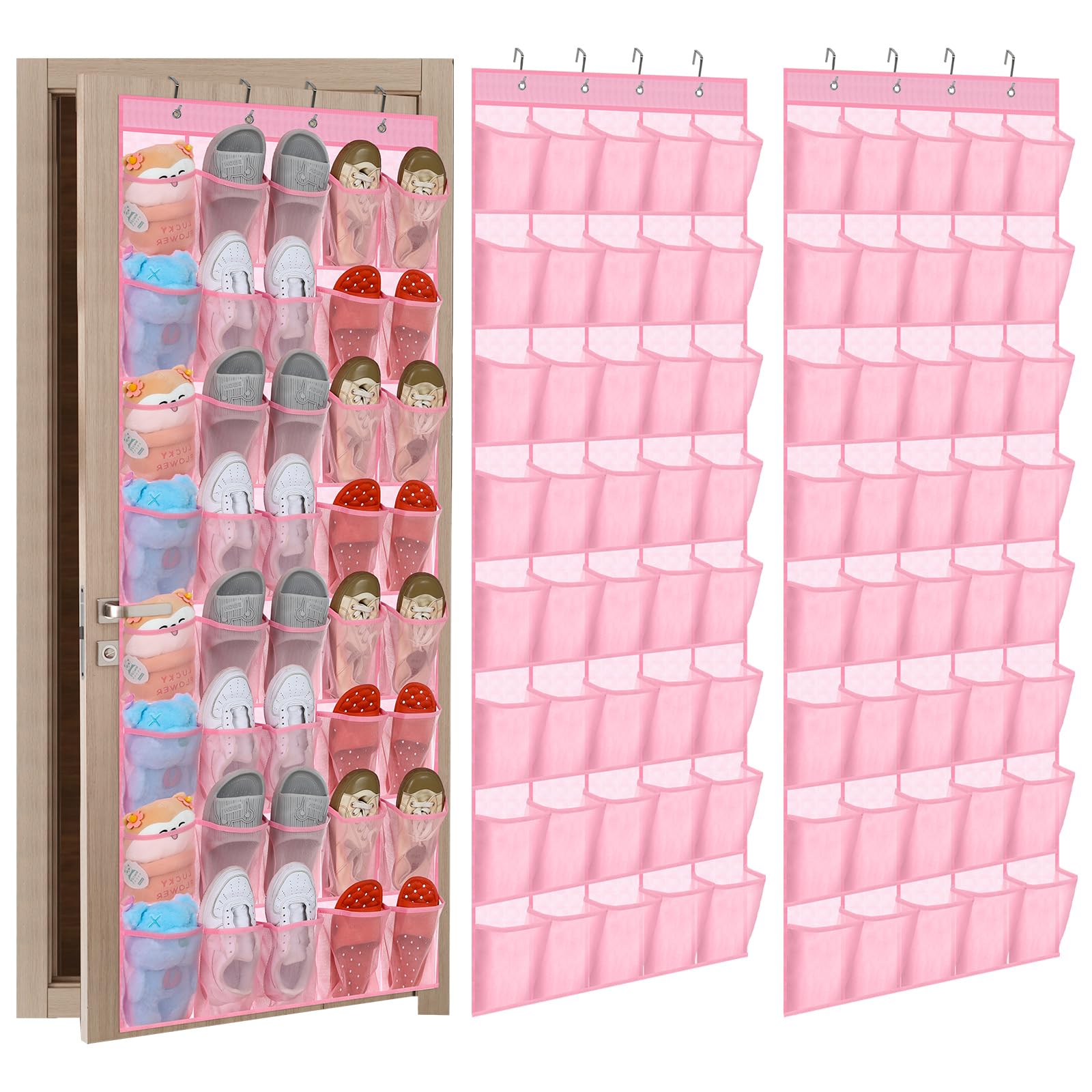 Windyun 2 Pack 40 Over the Door Shoe Organizers Large Mesh Pocket Hanging Shoe Rack for Closet Nonslip Behind Dorm Door Storage Holder Dorm Essentials Back to School Organizer for College(Black)