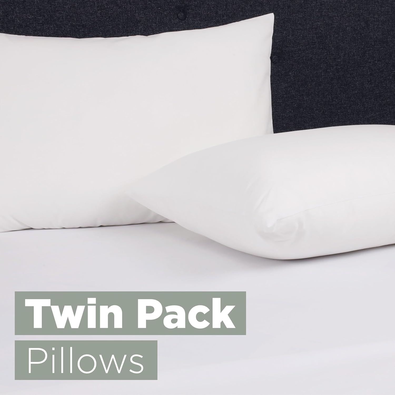 White Standard Bed Pillow Insert - Premium Polyester Cotton Blend - Down Alternative Fill - Pillows 2 Pack for Side,Back or Stomach Sleepers - Soft & Cozy Standard Pillow (Standard,White)