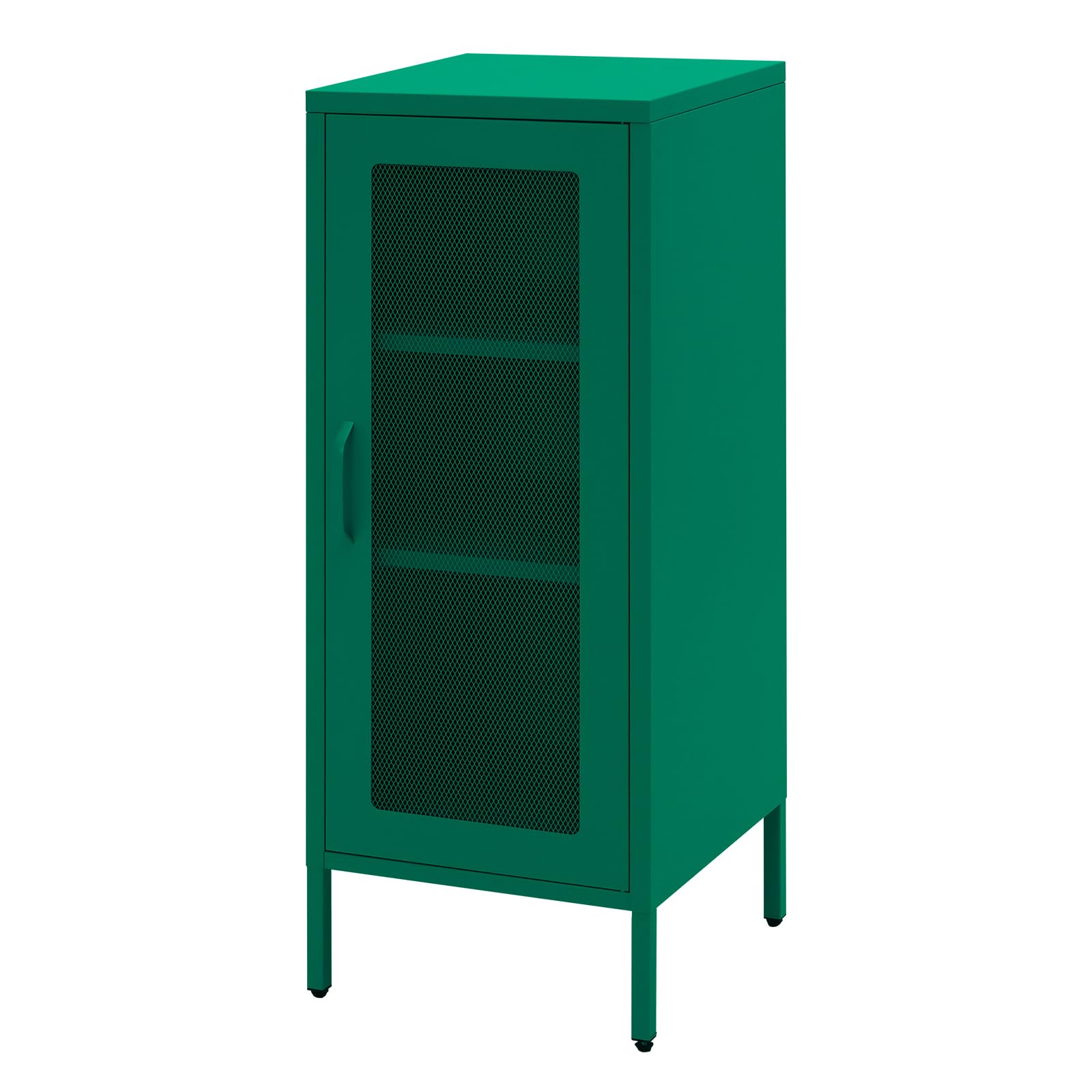 ALBAD Compact Metal Nightstand with Lockable Cabinet and Open Shelf, Modern Bedside Table, Versatile Side Table for Bedroom, Living Room, or Office (Black, 26" H-Lockable Door)