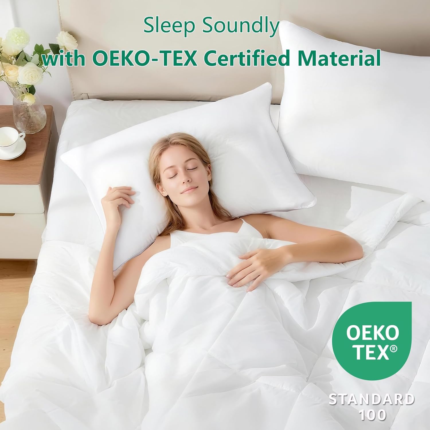 Pillows Standard Size Set of 4, Luxury Fluffy Bed Pillows for Sleeping 4 Pack, Soft and Supportive Bed Pillow with Down Alternative Filling for Side and Back Sleepers (18"x26")