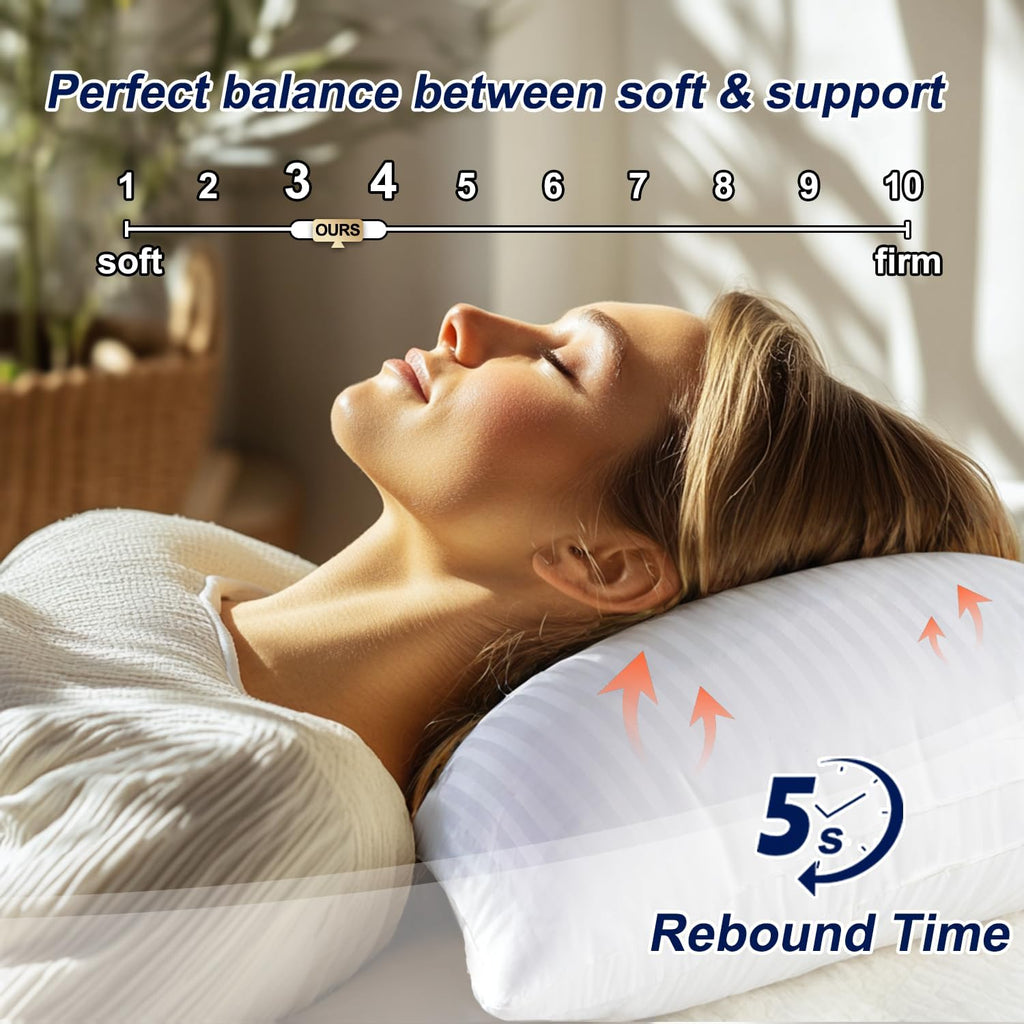 Favocama Pillows Standard Size Set of 4 Hotel Collection Bed Pillow for Sleeping Pillows 4 Pack for Back, Stomach or Side Sleepers Soft and Supportive Washable Pillows for Bedroom