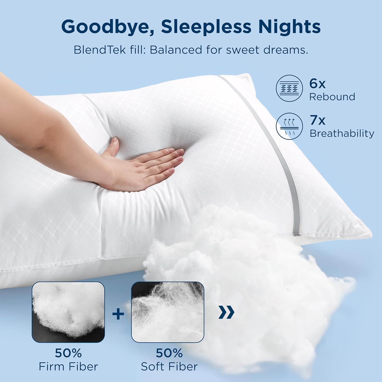 Bedsure Hotel Pillows Standard Size, Set of 2 - Luxury Bed Pillows for Sleeping, Decoration Strip Diamond Design Cover, Fluffy Original Down Alternative Filling for Side, Back or Stomach Sleepers