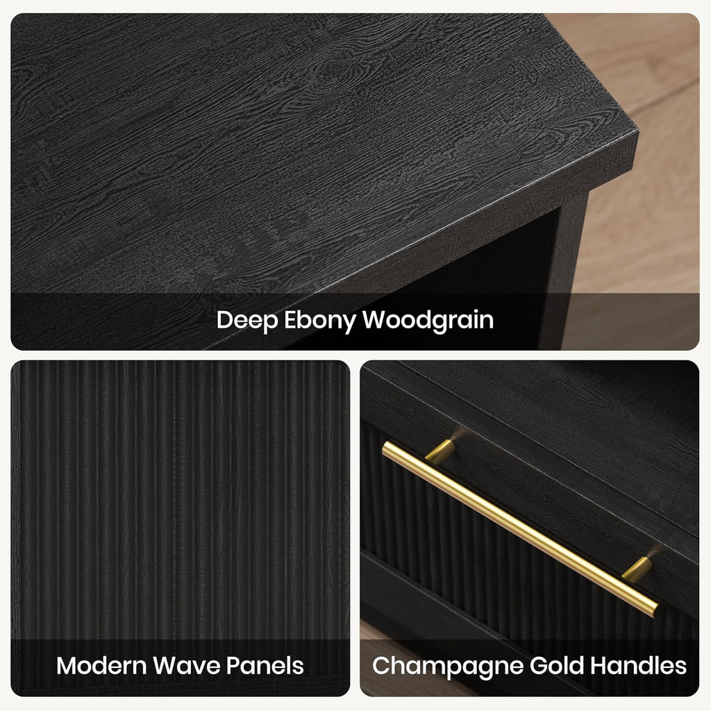 ModernMate Set of 2 Nightstands, 18.5" Modular Bedside Tables with Soft-Close Drawer and Open Shelf, Modern Accent End Side Tables for Living Room, Bedroom, Black