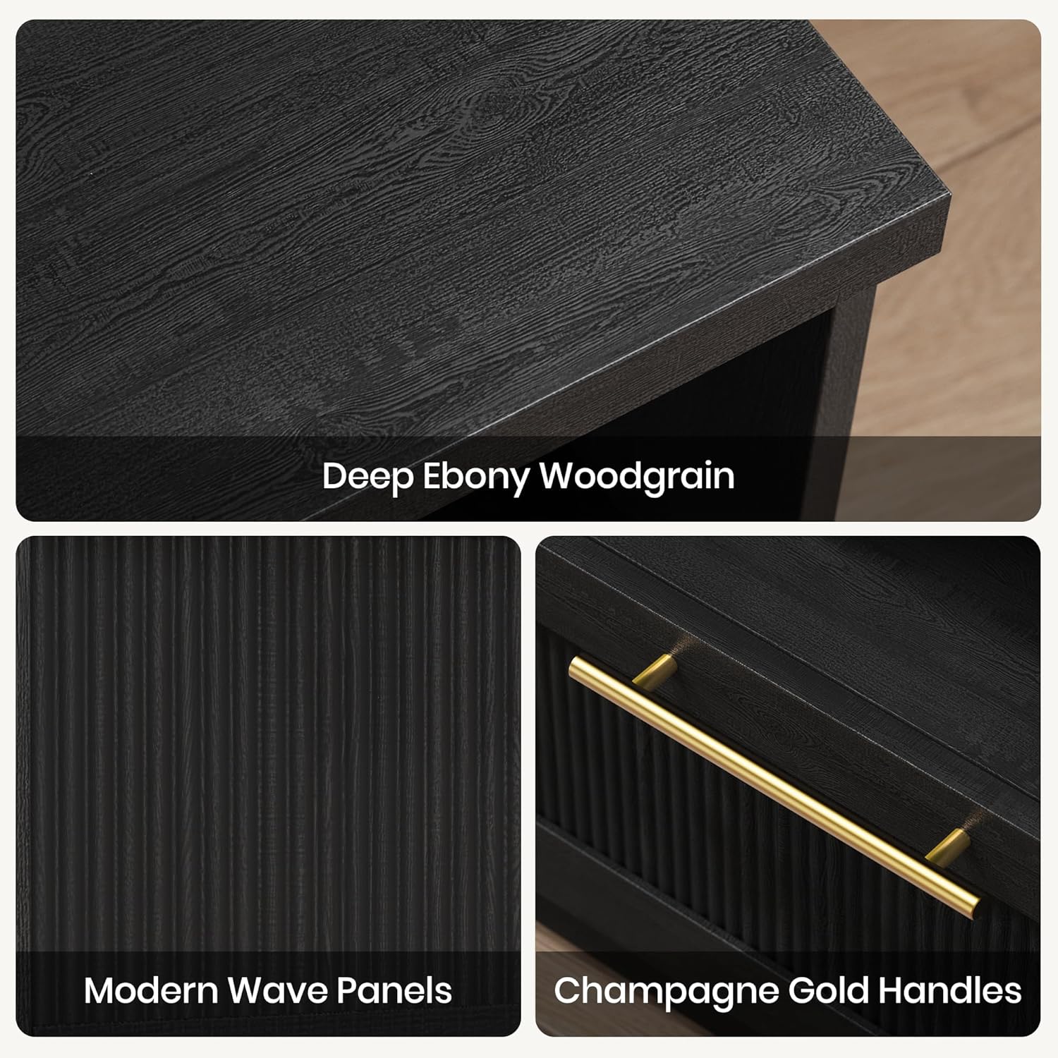 ModernMate Set of 2 Nightstands, 18.5" Modular Bedside Tables with Soft-Close Drawer and Open Shelf, Modern Accent End Side Tables for Living Room, Bedroom, Black