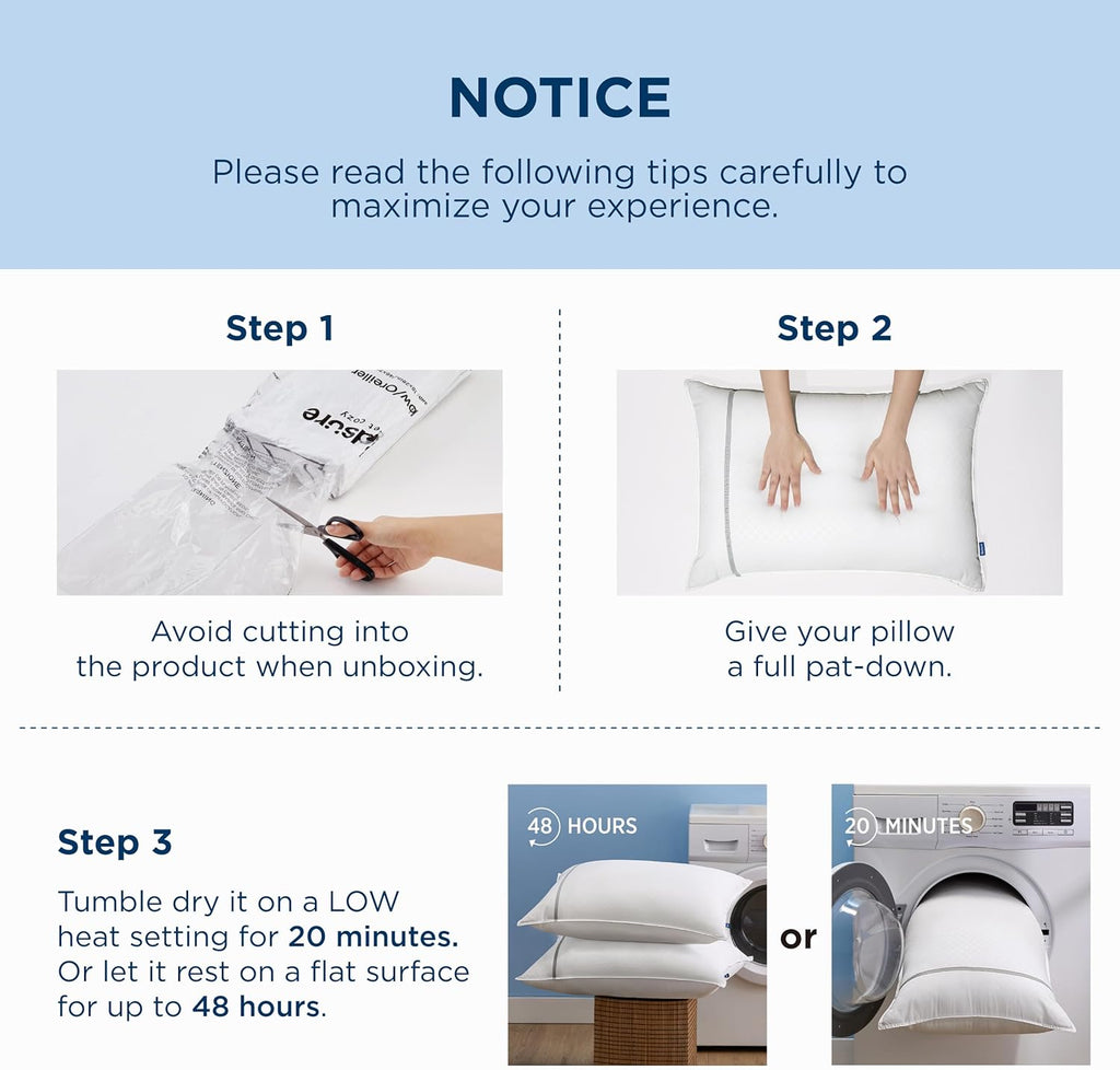 Bedsure Hotel Pillows Standard Size, Set of 2 - Luxury Bed Pillows for Sleeping, Decoration Strip Diamond Design Cover, Fluffy Original Down Alternative Filling for Side, Back or Stomach Sleepers