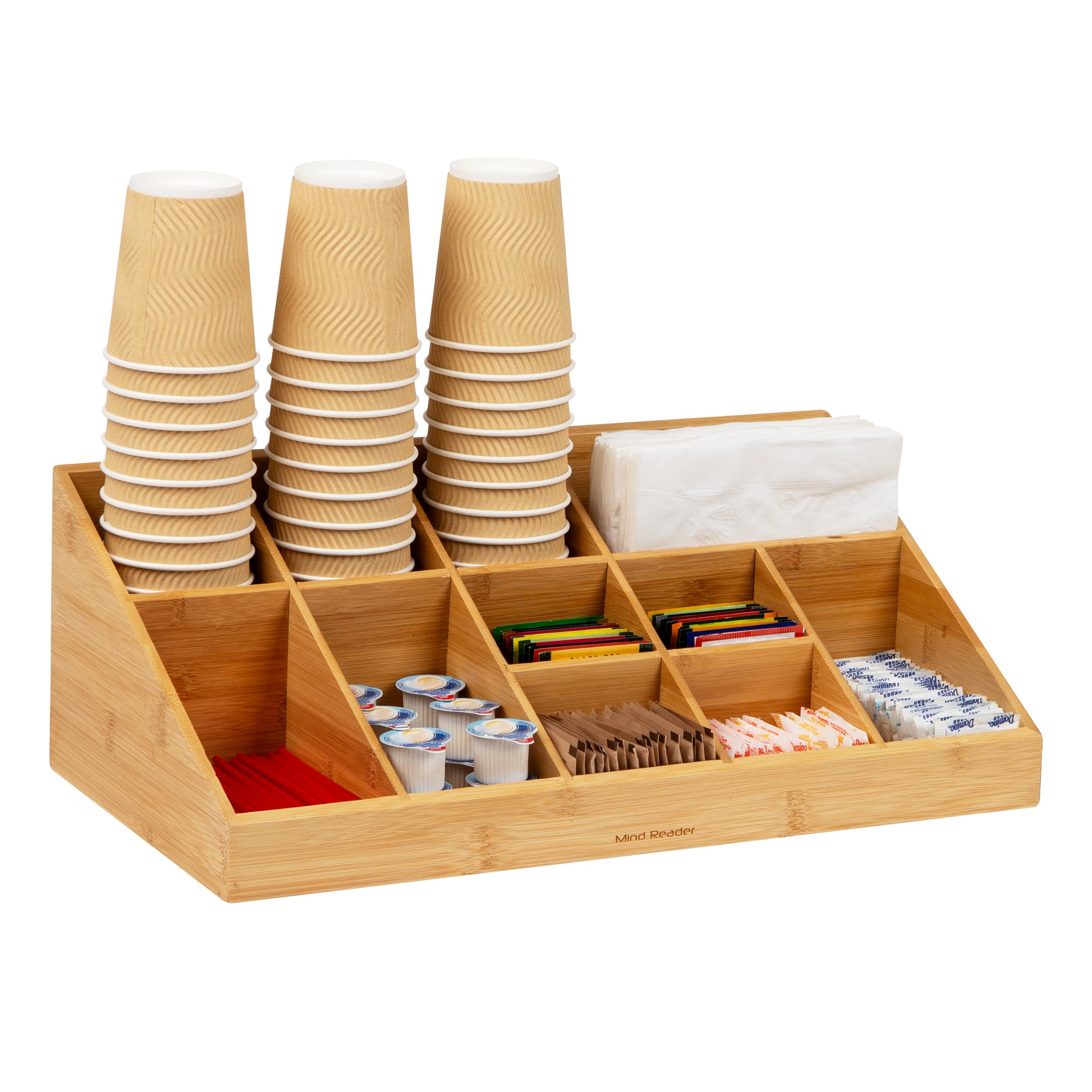 Mind Reader Countertop Organizer, 2 Tier Mesh Storage Caddy with 11 Compartments for Office Supplies, Breakroom Essentials, and Snacks