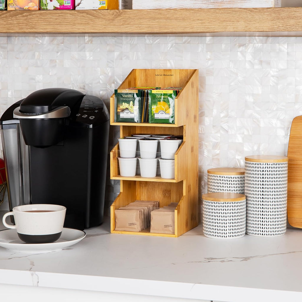 Mind Reader Coffee Condiment Station, Countertop Organizer, Coffee Bar, Rayon from Bamboo, Brown
