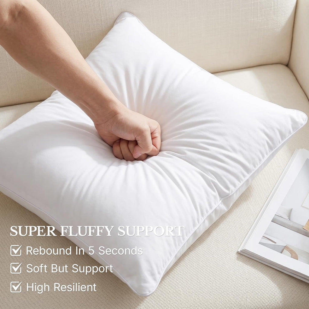 Leeden 18 x 18 Pillow Inserts (Set of 2) - Throw Pillow Inserts with 100% Cotton Cover - 18 Inch Square Decorative Pillows for Sofa, Couch, Bed and Home Decor