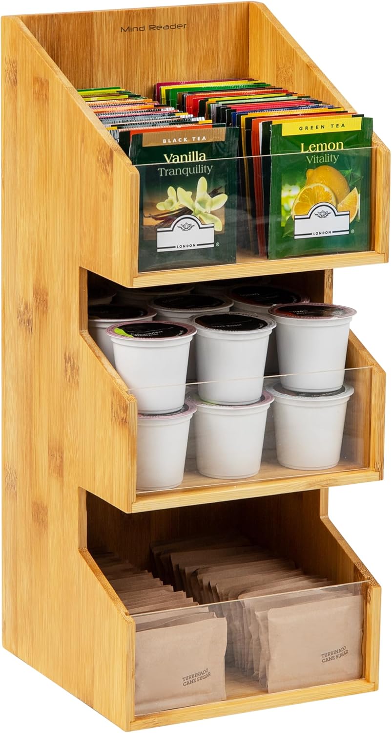Mind Reader Coffee Condiment Station, Countertop Organizer, Coffee Bar, Rayon from Bamboo, Brown