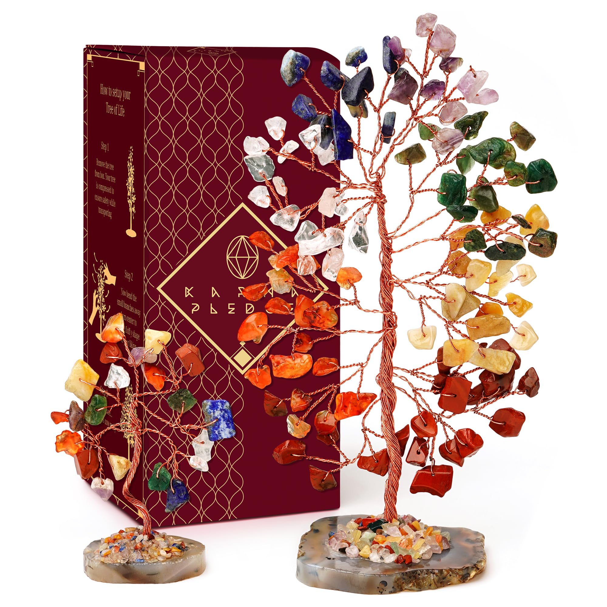 Chakra Tree of Life Birthday Gifts for Women, Mom, Sister, Friends, Handmade Healing Crystal Tree Bring Money, Positivity & Good Luck, Boho Home, Room and Office Desk Decor, Unique Fathers Gift