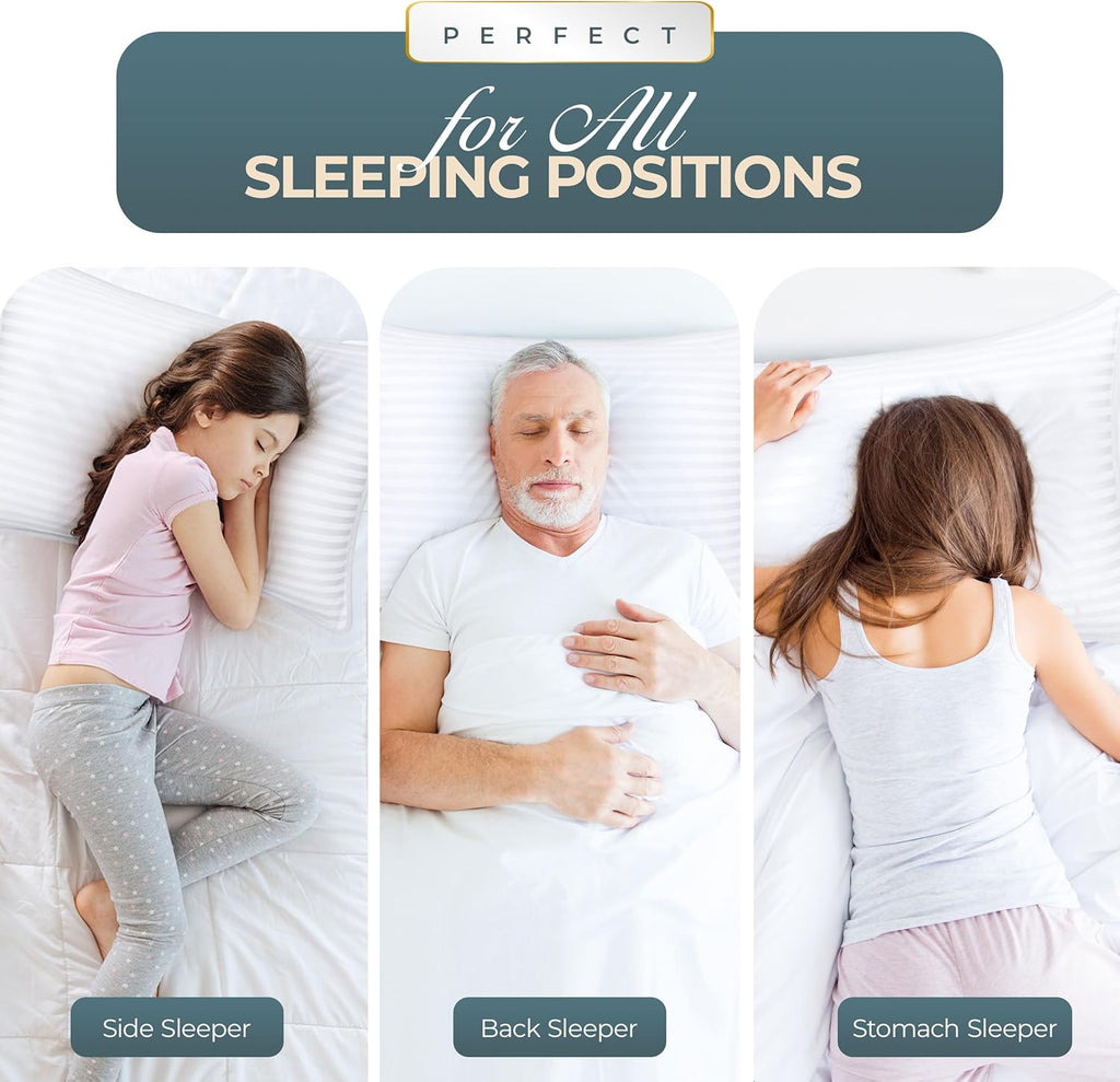 Utopia Bedding Bed Pillows for Sleeping Standard Size (White), Set of 2, Down Alternative Pillow for Sleeping, Cooling Hotel Quality Pillow Set for Back, Stomach or Side Sleepers