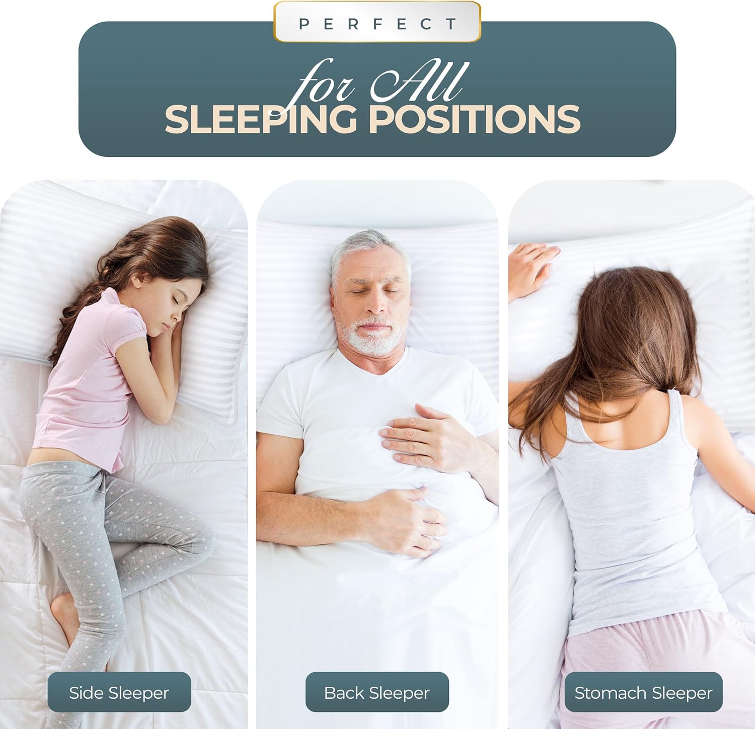 Utopia Bedding Bed Pillows for Sleeping Standard Size (White), Set of 2, Down Alternative Pillow for Sleeping, Cooling Hotel Quality Pillow Set for Back, Stomach or Side Sleepers