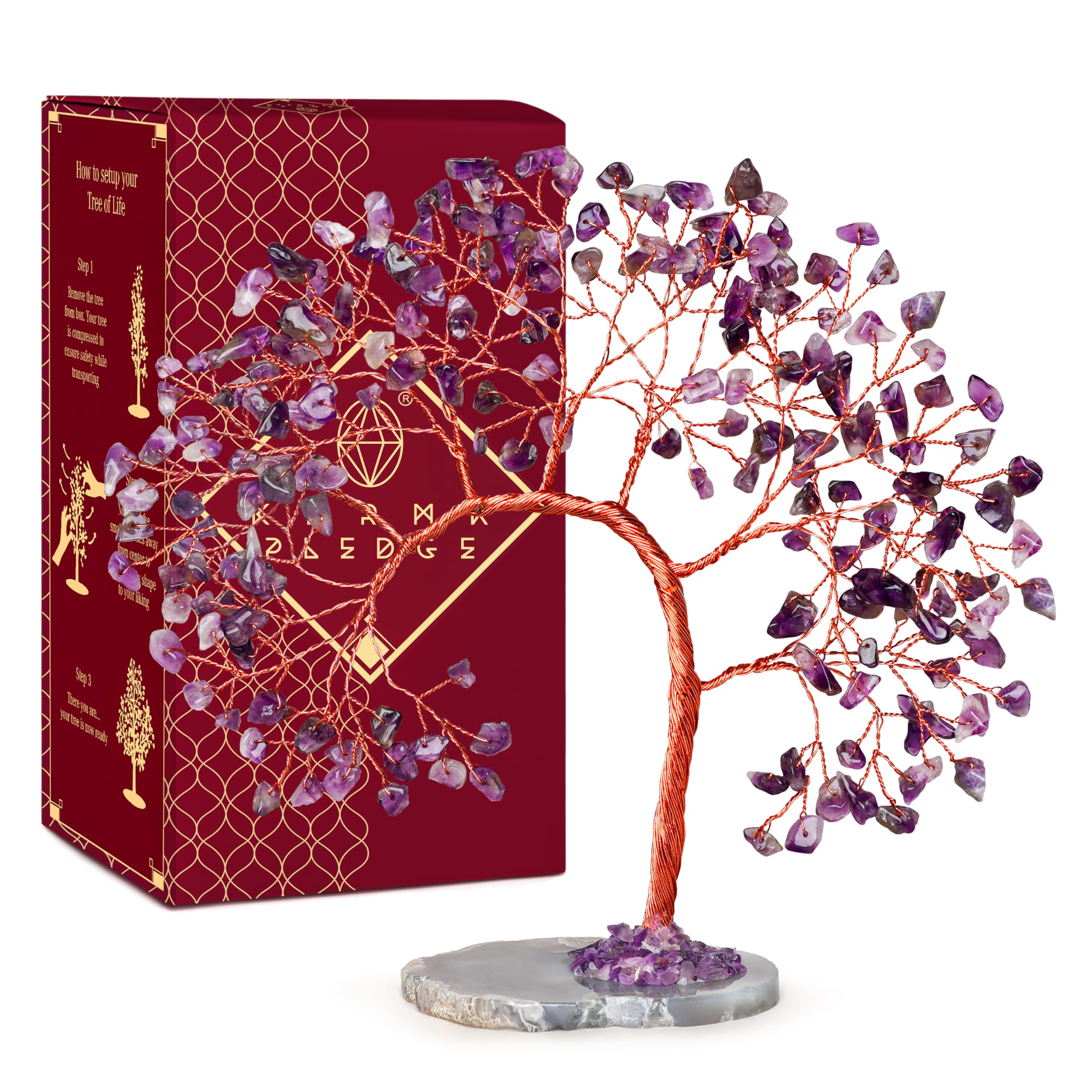 Chakra Tree of Life Birthday Gifts for Women, Mom, Sister, Friends, Handmade Healing Crystal Tree Bring Money, Positivity & Good Luck, Boho Home, Room and Office Desk Decor, Unique Fathers Gift