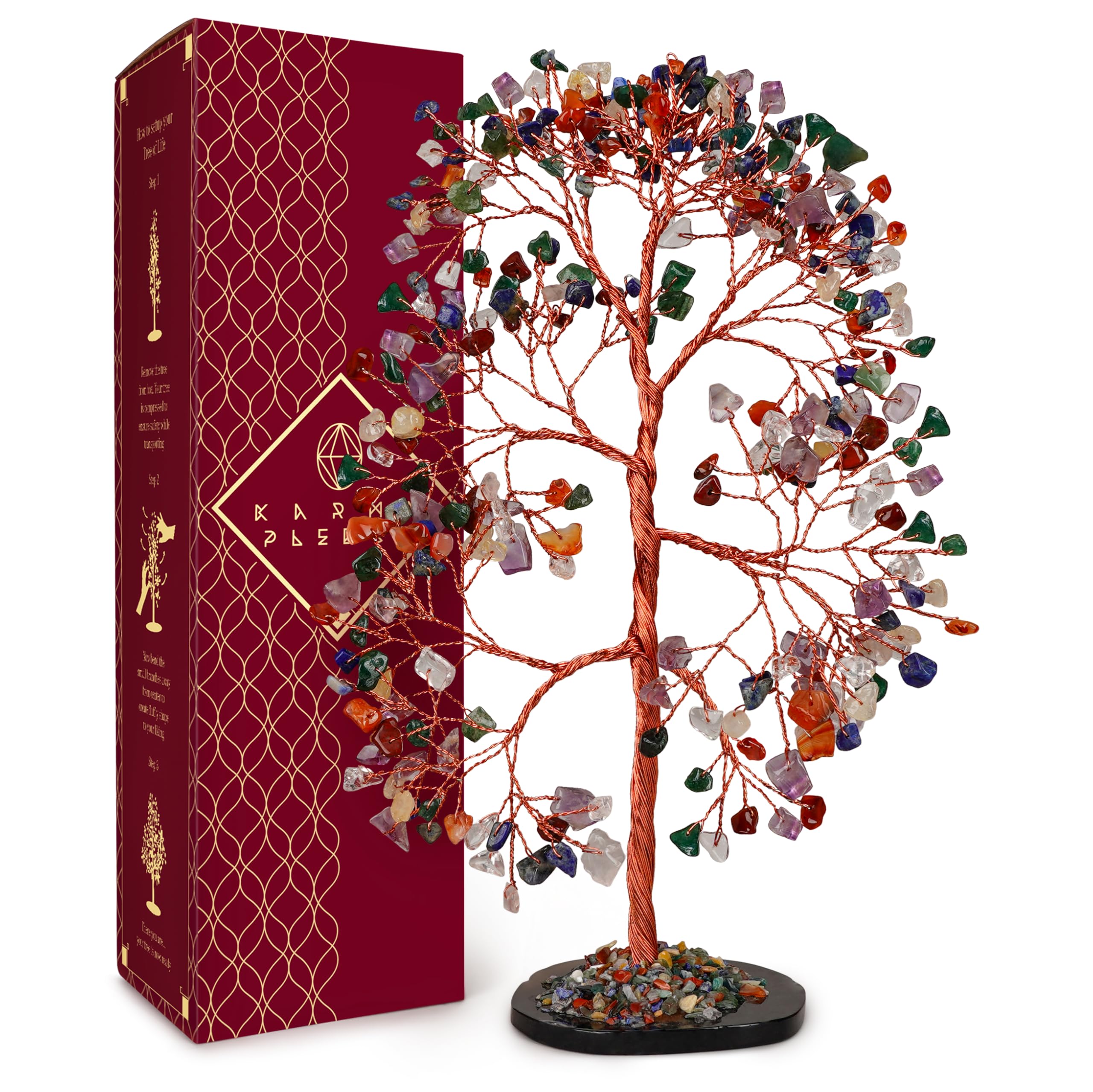 Chakra Tree of Life Birthday Gifts for Women, Mom, Sister, Friends, Handmade Healing Crystal Tree Bring Money, Positivity & Good Luck, Boho Home, Room and Office Desk Decor, Unique Fathers Gift