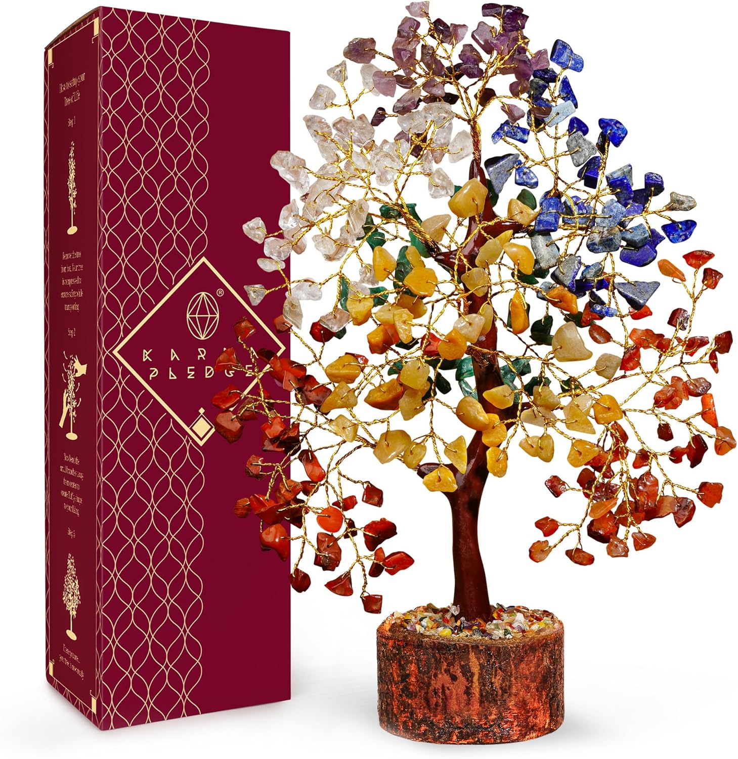 Chakra Tree of Life Birthday Gifts for Women, Mom, Sister, Friends, Handmade Healing Crystal Tree Bring Money, Positivity & Good Luck, Boho Home, Room and Office Desk Decor, Unique Fathers Gift