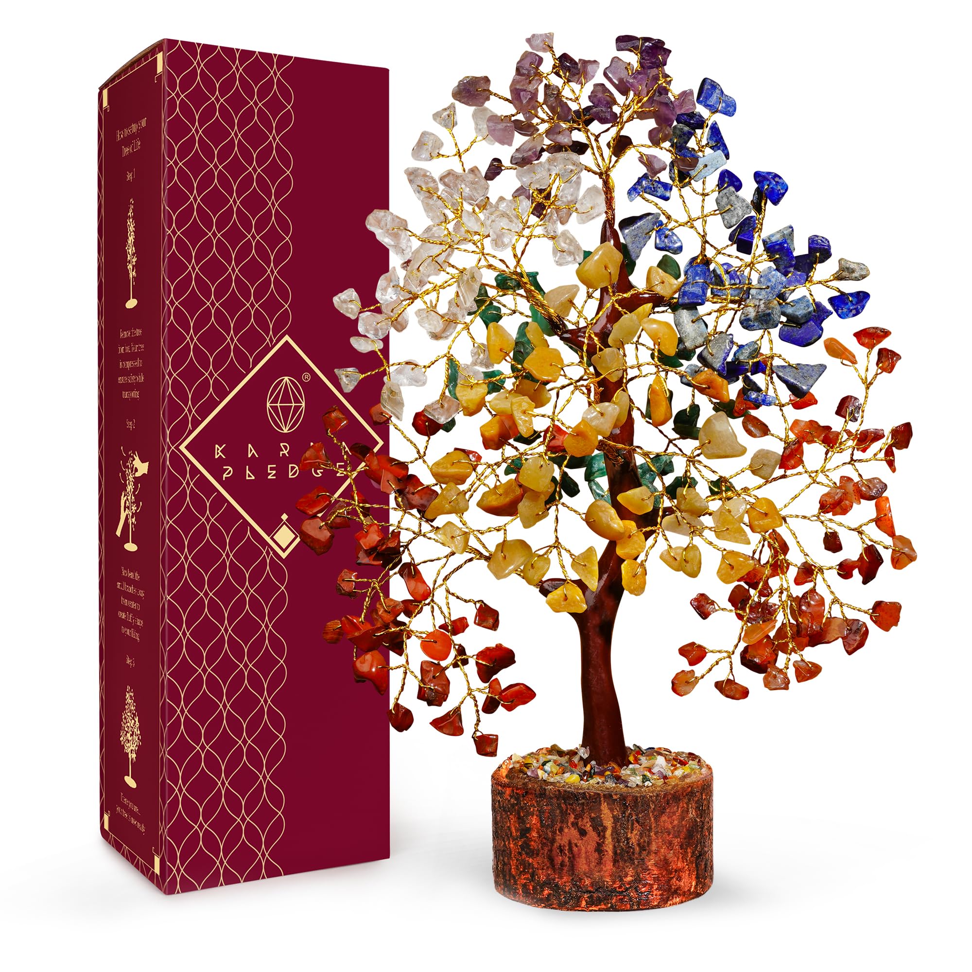 Chakra Tree of Life Birthday Gifts for Women, Mom, Sister, Friends, Handmade Healing Crystal Tree Bring Money, Positivity & Good Luck, Boho Home, Room and Office Desk Decor, Unique Fathers Gift