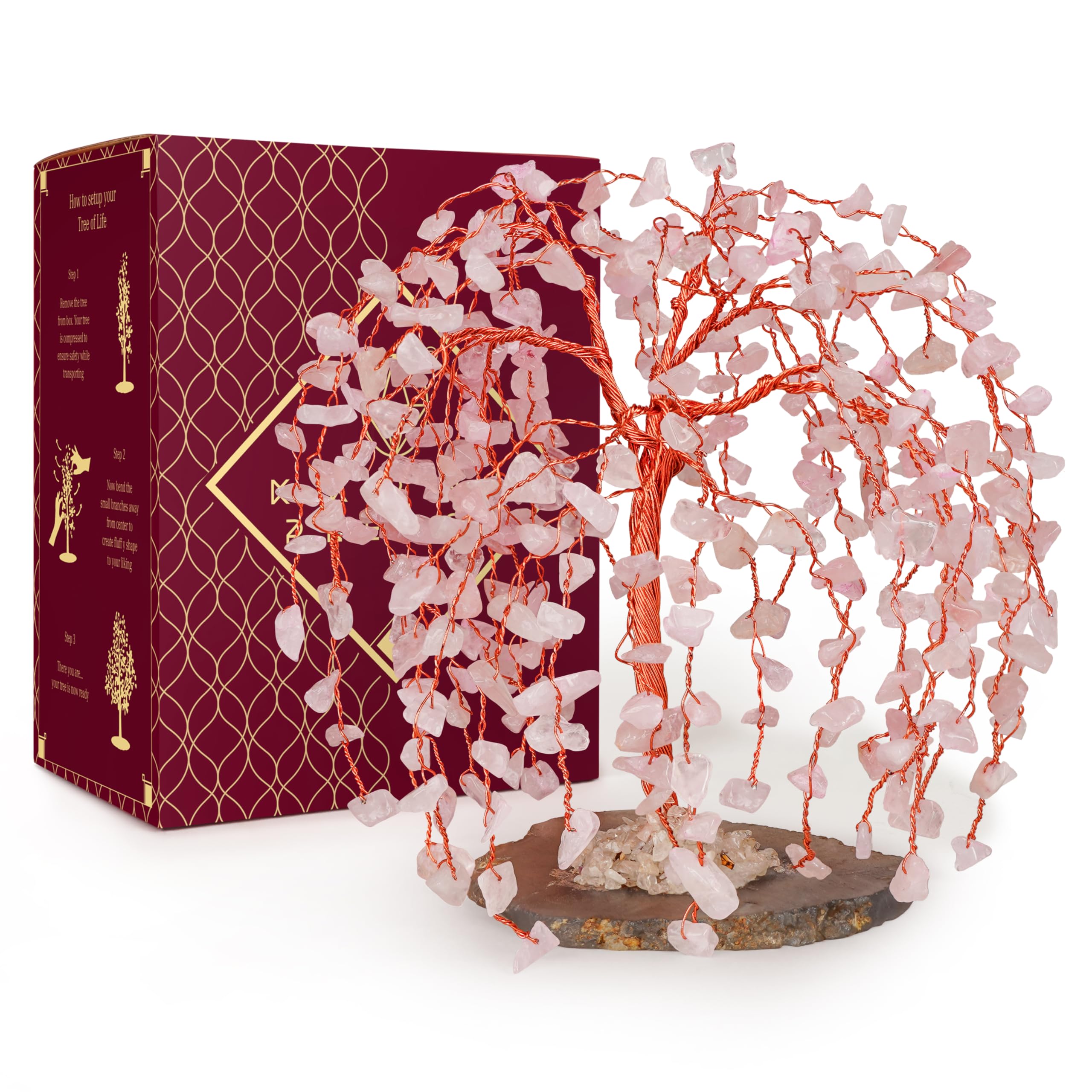 Chakra Tree of Life Birthday Gifts for Women, Mom, Sister, Friends, Handmade Healing Crystal Tree Bring Money, Positivity & Good Luck, Boho Home, Room and Office Desk Decor, Unique Fathers Gift